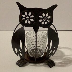 Yankee Candle Metal Owl Votive Candle Holder With Glass Insert